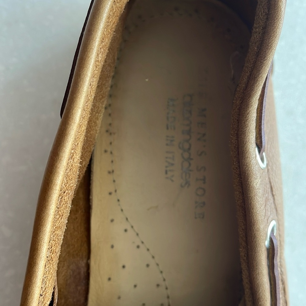 NWOT Bloomingdale’s brand Men’s tan supple leather espadrille boat shoe size 11. - Picture 5 of 10
